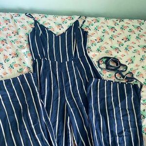 Striped Wide-Leg Romper